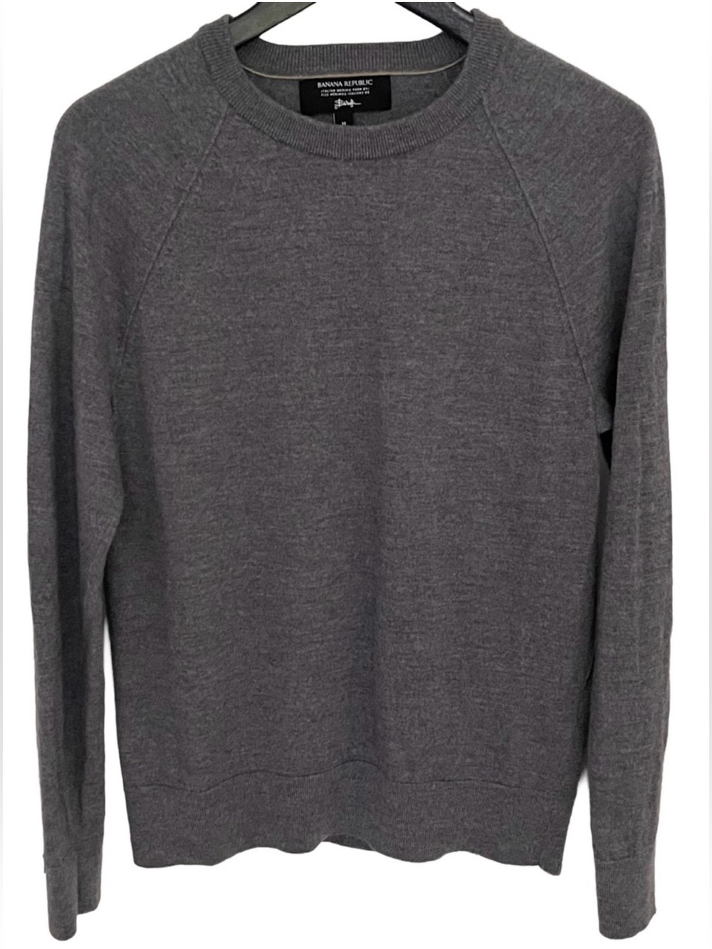 Banana Republic Men's Cento Merino Crew-Neck Sweater Heather Grey M